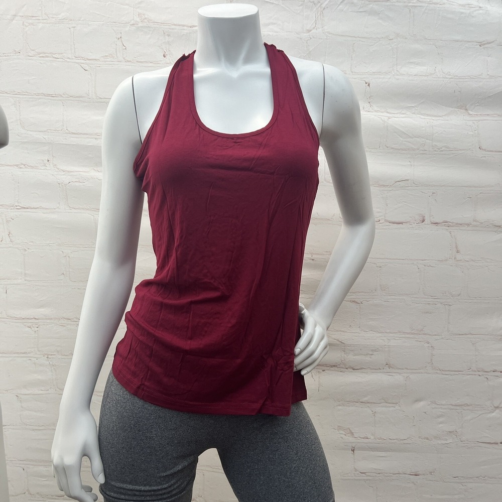 J. Corrine Women's Lace Back Tank Top Burgundy size L